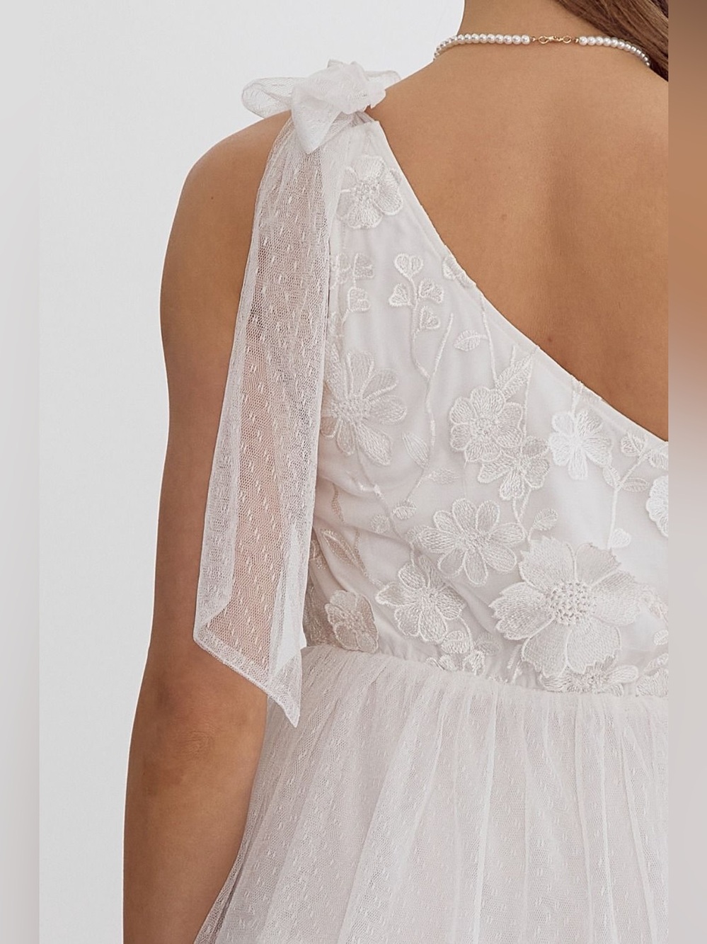 Entro Elodie Tulle Tiered One Shoulder Casual Wedding Engagement Dress New Small - Picture 9 of 12